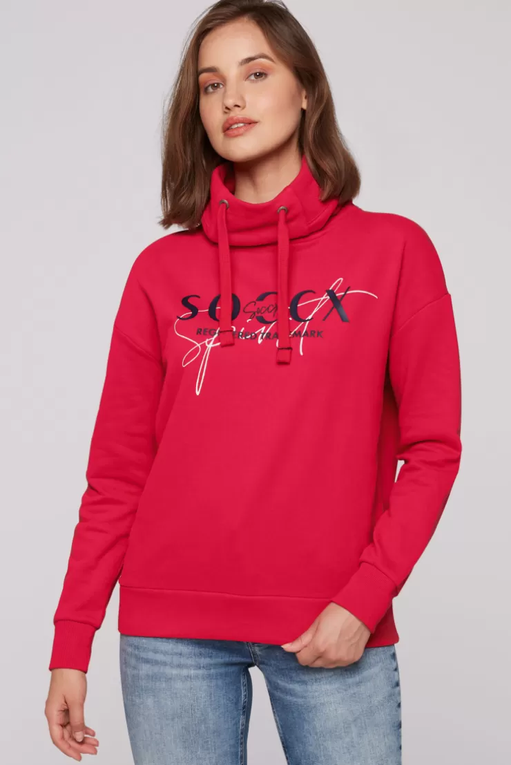 CAMP DAVID & SOCCX Sweatshirt mit hohem Kragen und Logo Print clear red clearred Best