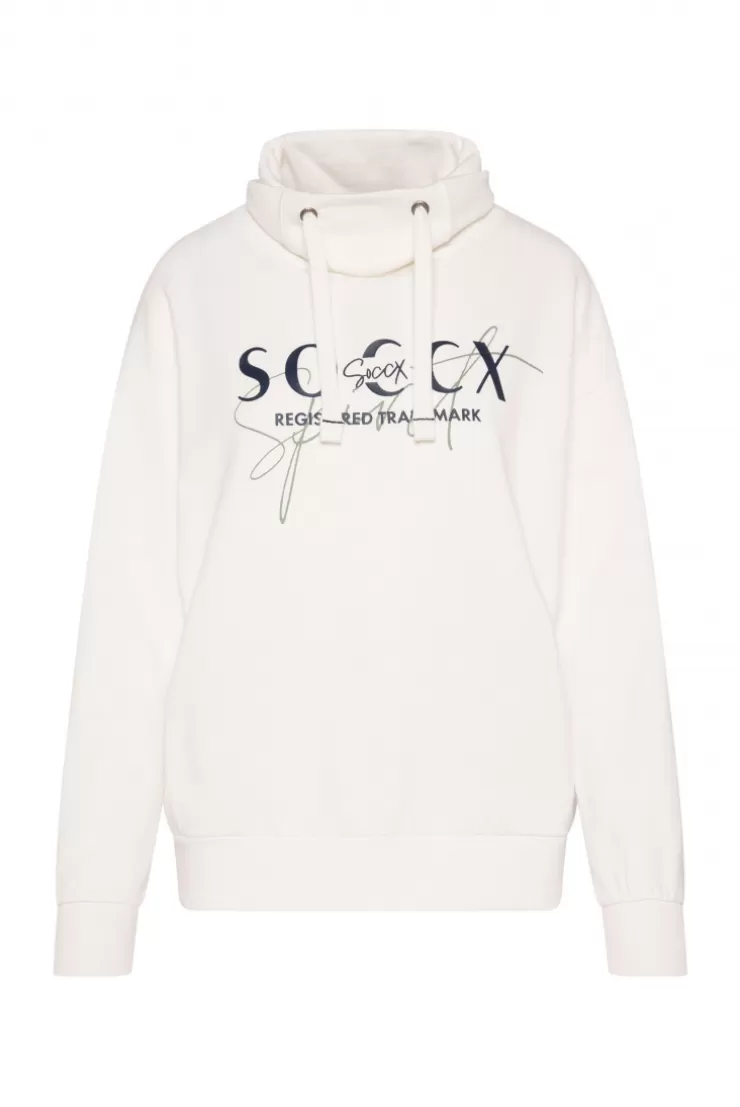 CAMP DAVID & SOCCX Sweatshirt mit hohem Kragen und Logo Print ivory Flash Sale