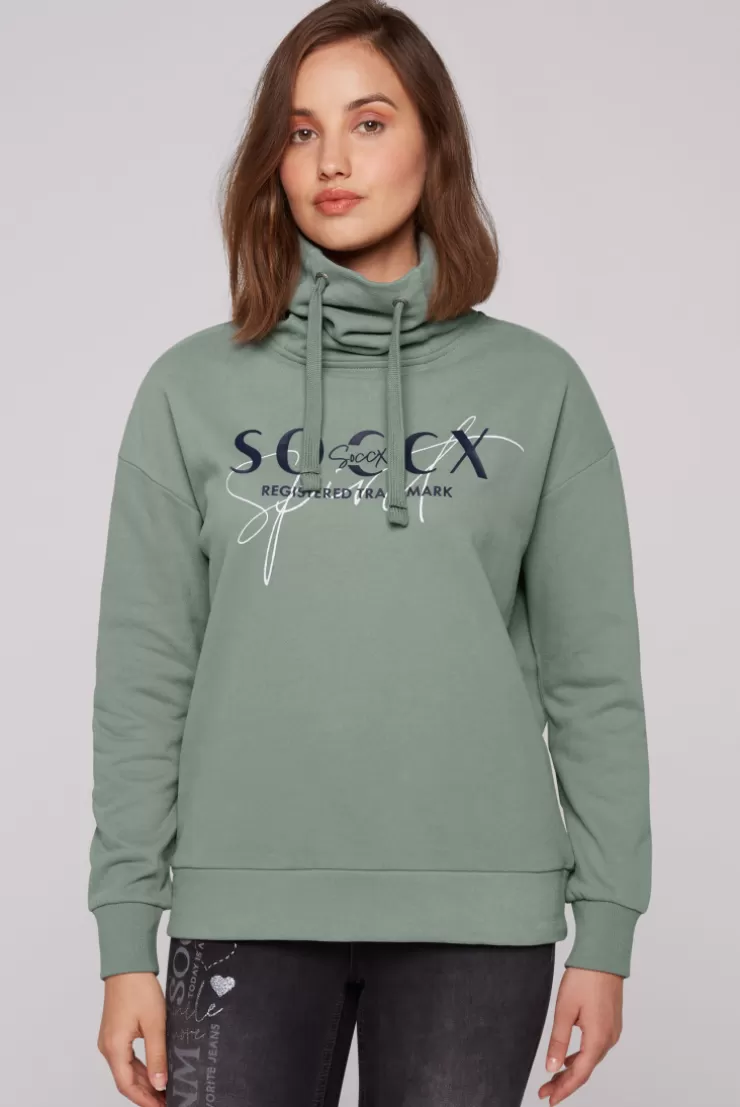 CAMP DAVID & SOCCX Sweatshirt mit hohem Kragen und Logo Print muted aqua mutedaqua Store