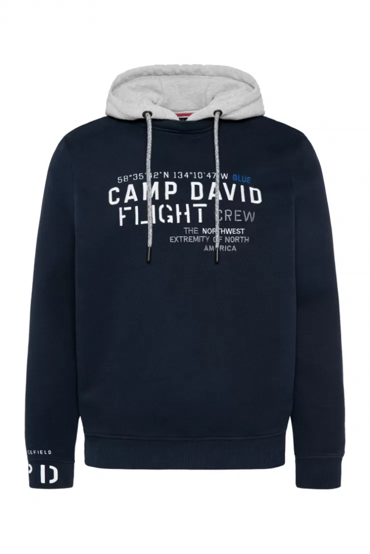 CAMP DAVID & SOCCX Sweatshirt  mit Kontrastkapuze und Logo-Stickereien blue navy bluenavy Online