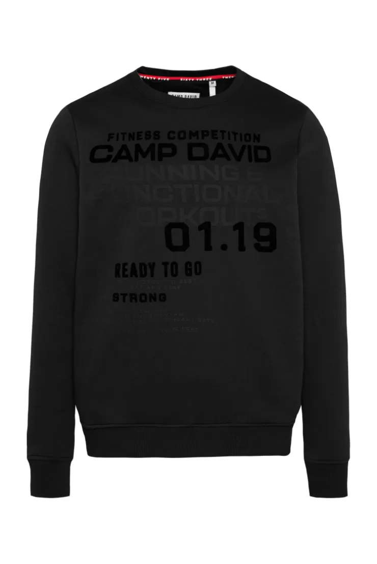 CAMP DAVID & SOCCX Sweatshirt mit Label Prints black Discount