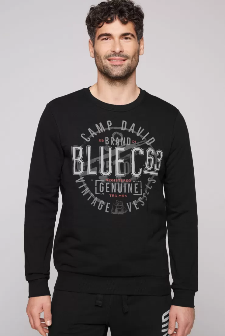 CAMP DAVID & SOCCX Sweatshirt mit rundem Label Print black Store