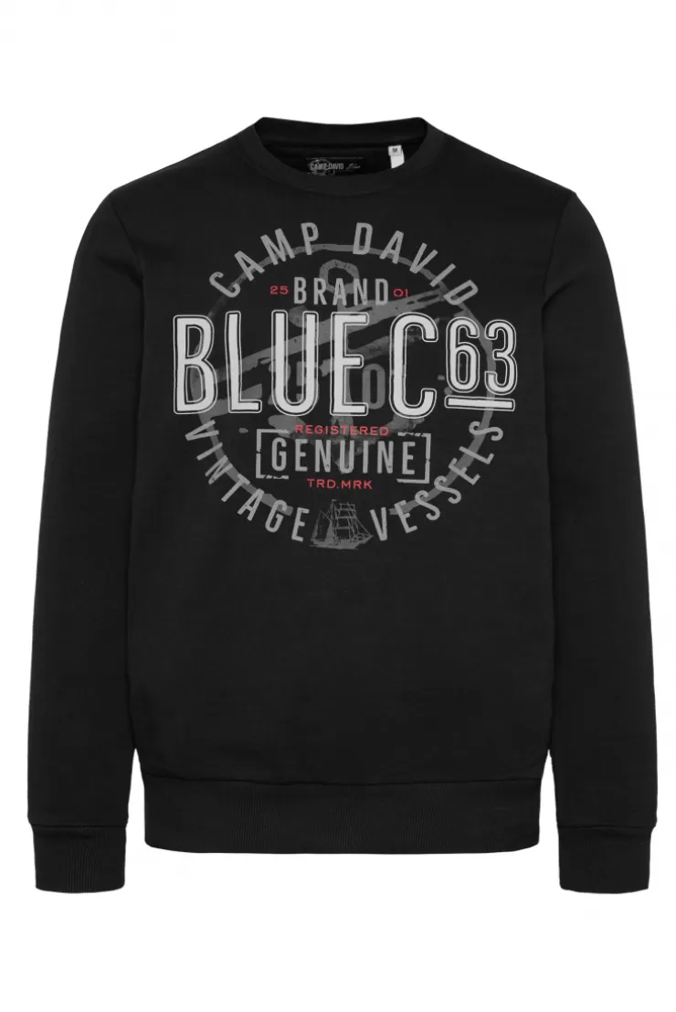 CAMP DAVID & SOCCX Sweatshirt mit rundem Label Print black Store