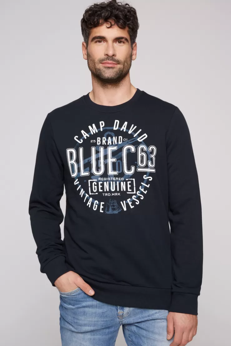 CAMP DAVID & SOCCX Sweatshirt mit rundem Label Print blue navy bluenavy Discount