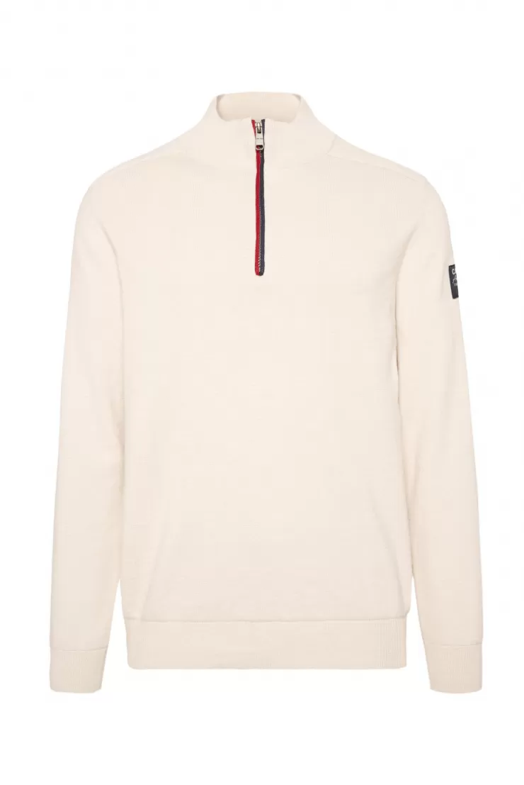 CAMP DAVID & SOCCX Troyer-Pullover mit Zipper-Detail ecru Hot