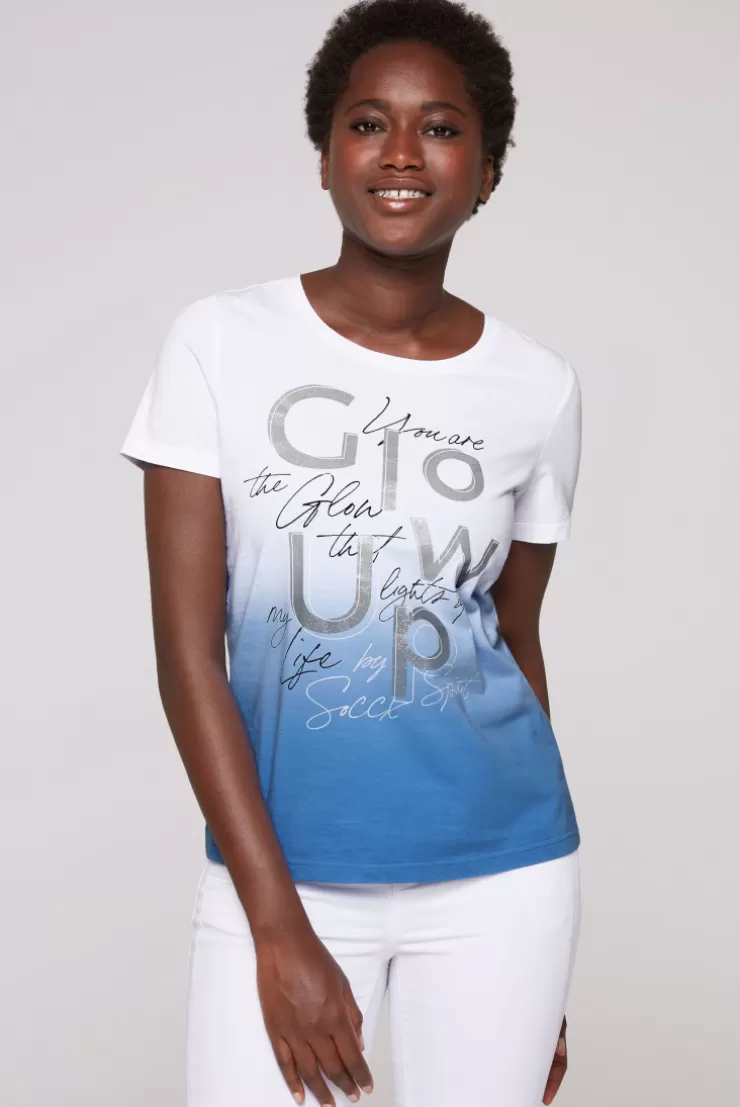 CAMP DAVID & SOCCX T-Shirt Dip Dye mit Glitter Wording airy blue | S airyblue Cheap