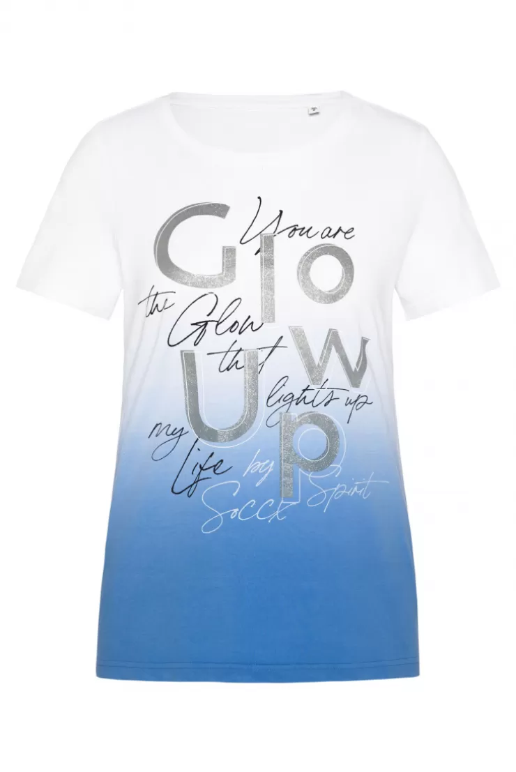 CAMP DAVID & SOCCX T-Shirt Dip Dye mit Glitter Wording airy blue | S airyblue Cheap