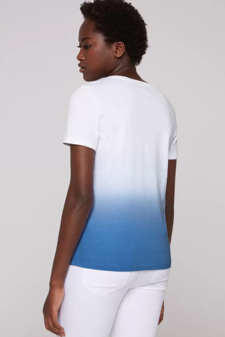 CAMP DAVID & SOCCX T-Shirt Dip Dye mit Glitter Wording airy blue | S airyblue Cheap
