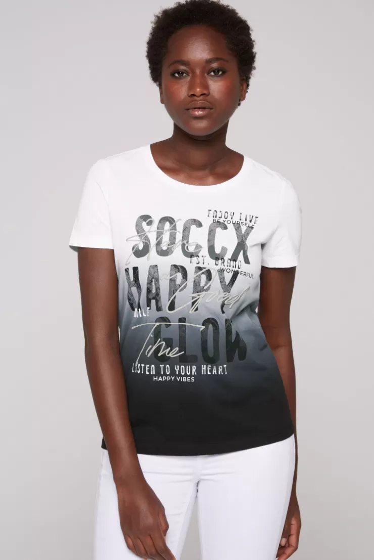 CAMP DAVID & SOCCX T-Shirt Dip Dye mit Glitter Wording | S black Hot