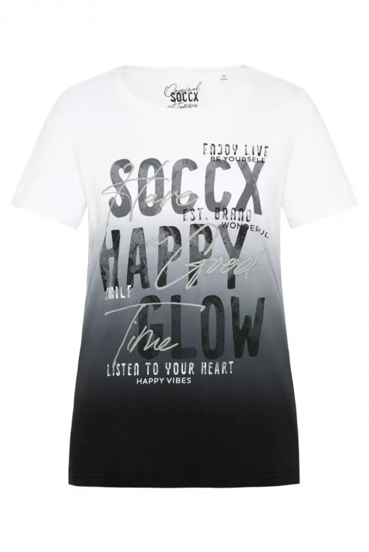 CAMP DAVID & SOCCX T-Shirt Dip Dye mit Glitter Wording | S black Hot