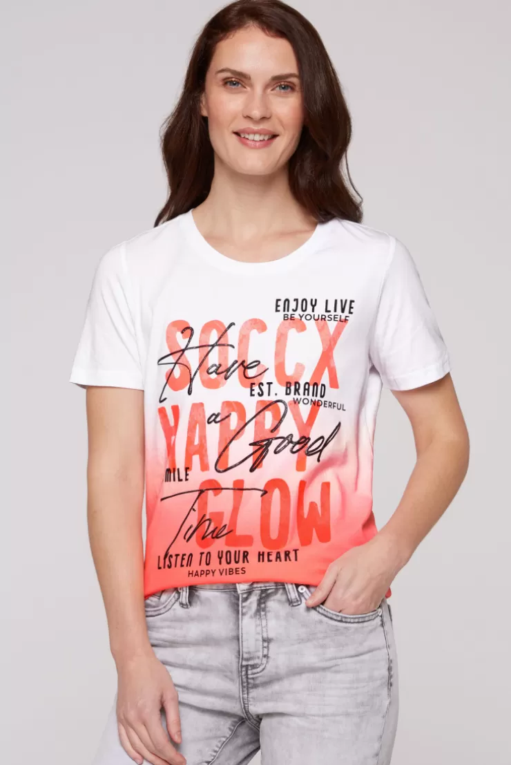 CAMP DAVID & SOCCX T-Shirt Dip Dye mit Glitter Wording neon pink neonpink Shop