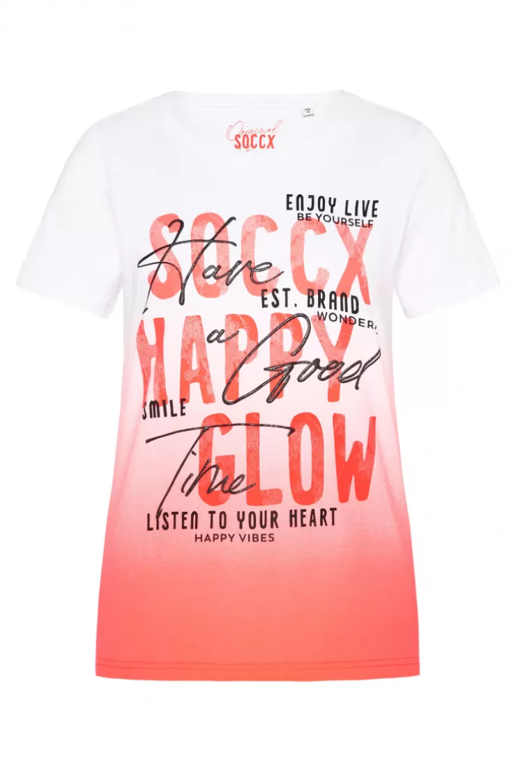 CAMP DAVID & SOCCX T-Shirt Dip Dye mit Glitter Wording neon pink neonpink Shop