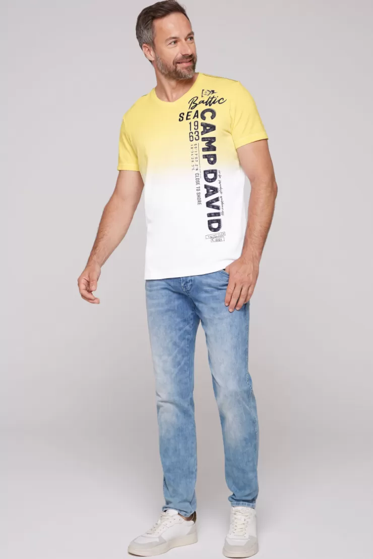 CAMP DAVID & SOCCX T-Shirt Dip Dye mit senkrechtem Logo Artwork light lime lightlime Outlet