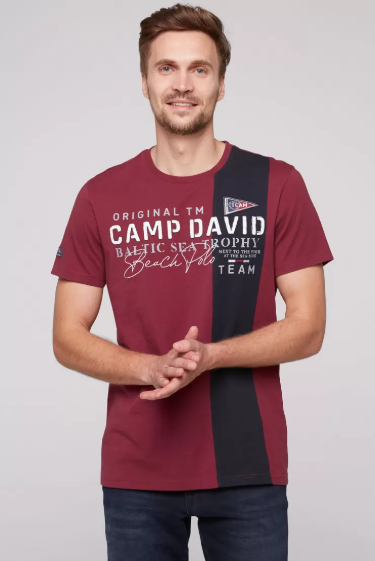 CAMP DAVID & SOCCX T-Shirt mit Color-Blocking und Artwork burgundy Best Sale