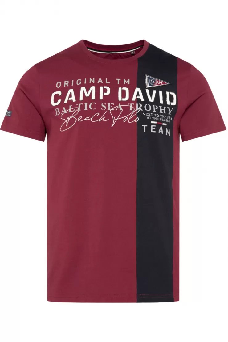 CAMP DAVID & SOCCX T-Shirt mit Color-Blocking und Artwork burgundy Best Sale