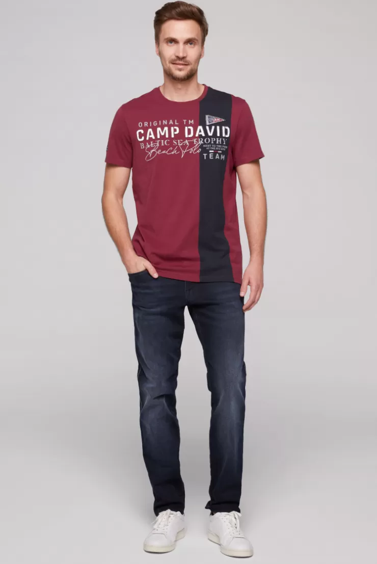 CAMP DAVID & SOCCX T-Shirt mit Color-Blocking und Artwork burgundy Best Sale