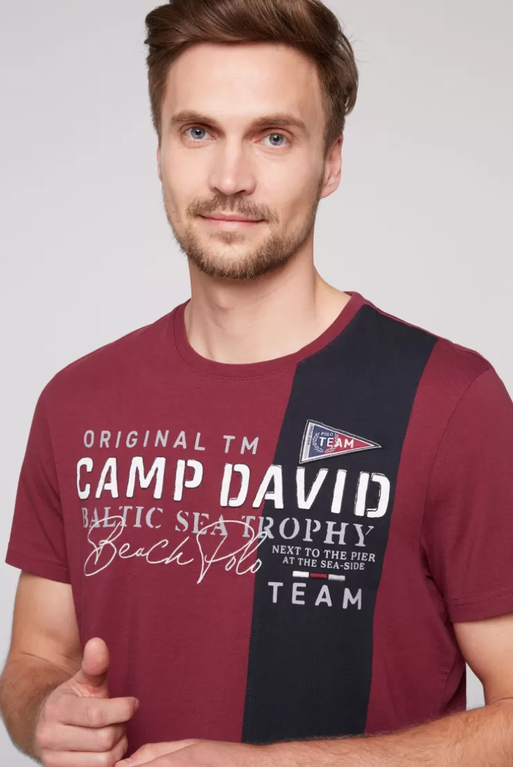 CAMP DAVID & SOCCX T-Shirt mit Color-Blocking und Artwork burgundy Best Sale