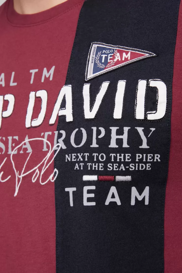 CAMP DAVID & SOCCX T-Shirt mit Color-Blocking und Artwork burgundy Best Sale