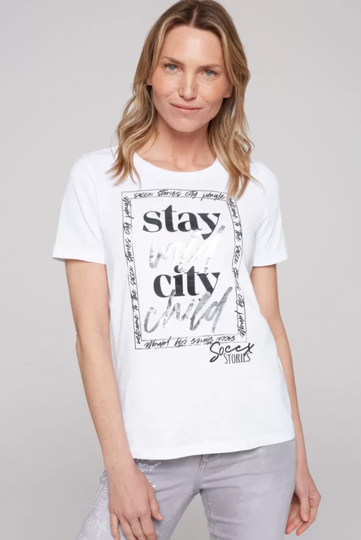 CAMP DAVID & SOCCX T-Shirt mit Folienprint opticwhite Hot