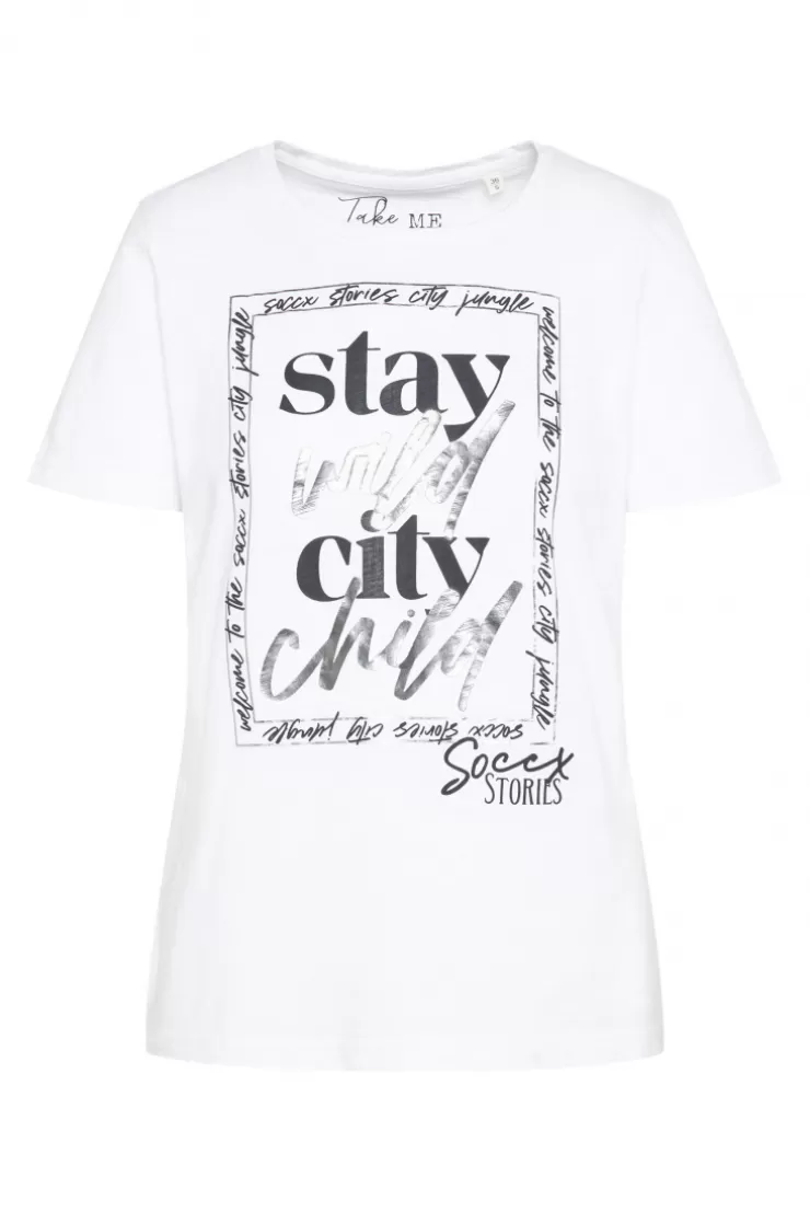 CAMP DAVID & SOCCX T-Shirt mit Folienprint opticwhite Hot