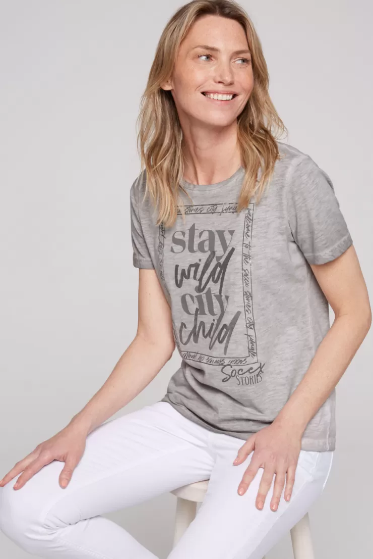 CAMP DAVID & SOCCX T-Shirt mit Folienprint shadow Flash Sale