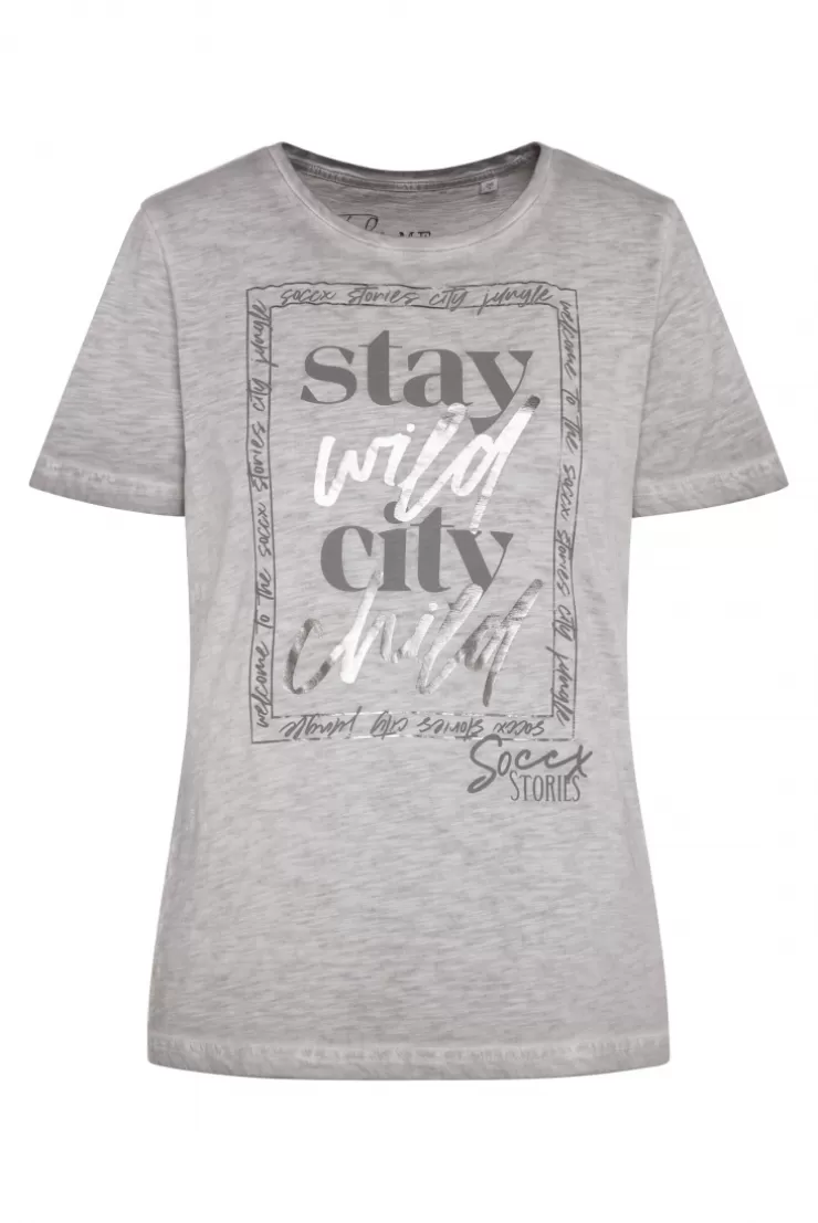 CAMP DAVID & SOCCX T-Shirt mit Folienprint shadow Flash Sale