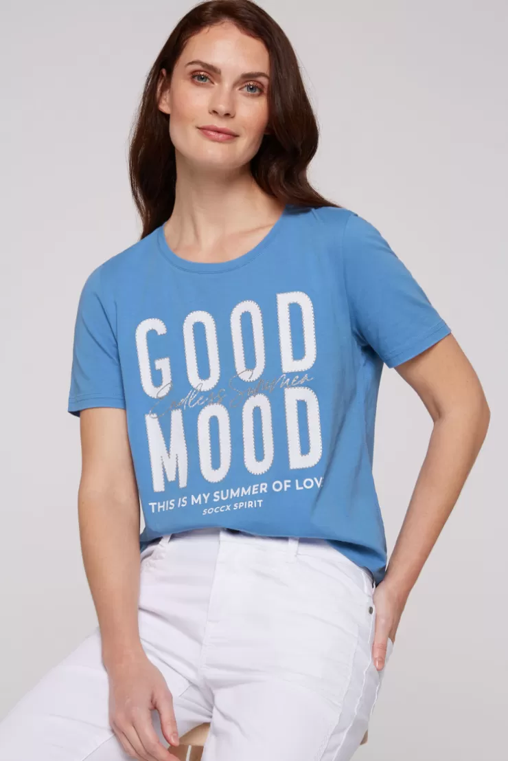 CAMP DAVID & SOCCX T-Shirt mit Glitter-Puff-Print airy blue airyblue Fashion