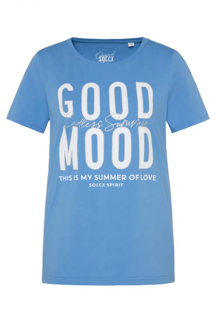 CAMP DAVID & SOCCX T-Shirt mit Glitter-Puff-Print airy blue airyblue Fashion