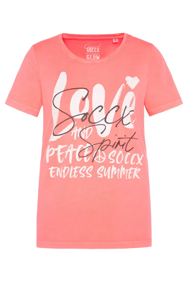 CAMP DAVID & SOCCX T-Shirt mit Glitter-Puff-Print neon pink neonpink New