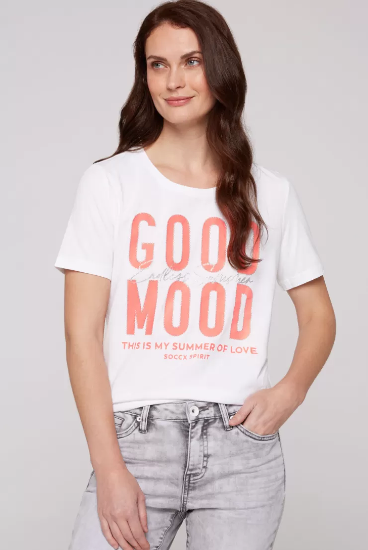 CAMP DAVID & SOCCX T-Shirt mit Glitter-Puff-Print opticwhite Best Sale