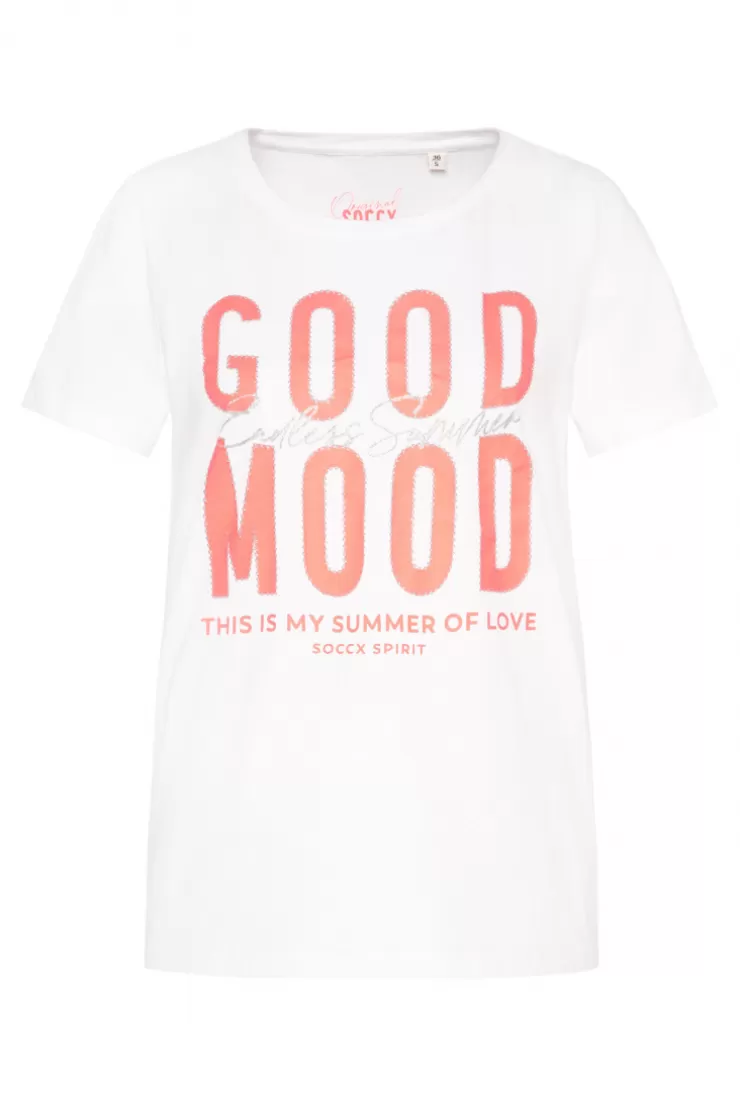 CAMP DAVID & SOCCX T-Shirt mit Glitter-Puff-Print opticwhite Best Sale