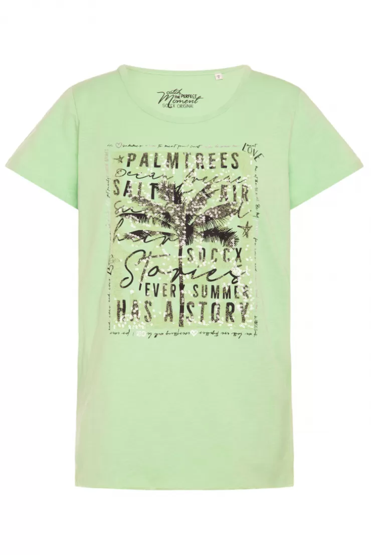 CAMP DAVID & SOCCX T-Shirt mit Pailletten-Artwork light green lightgreen Sale