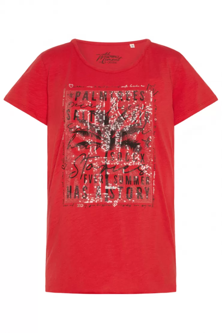 CAMP DAVID & SOCCX T-Shirt mit Pailletten-Artwork red orange redorange Fashion