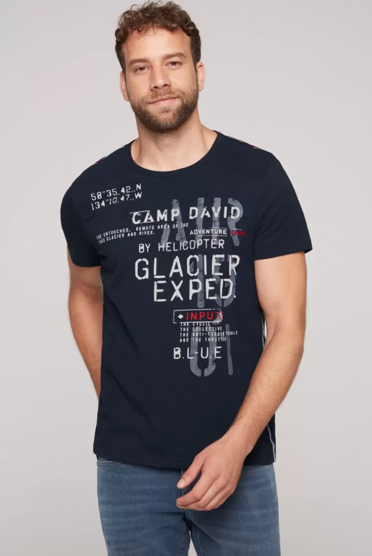 CAMP DAVID & SOCCX T-Shirt mit Print im Used Look blue navy bluenavy Discount