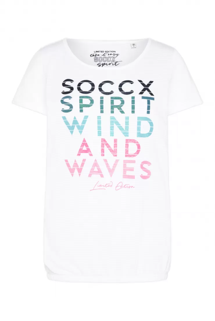 CAMP DAVID & SOCCX T-Shirt mit tonigen Streifen und Glitter Print opticwhite Cheap