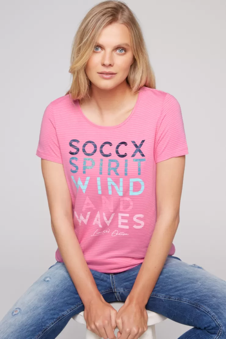 CAMP DAVID & SOCCX T-Shirt mit tonigen Streifen und Glitter Print pink punch pinkpunch Clearance