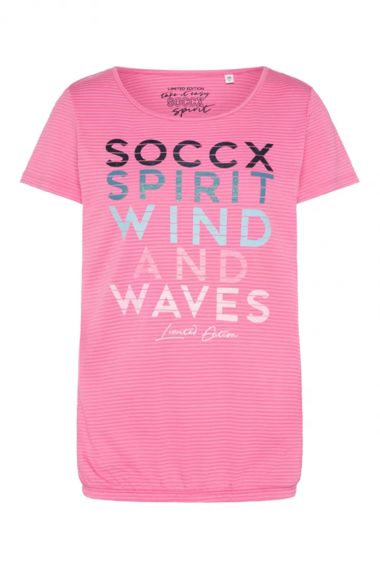 CAMP DAVID & SOCCX T-Shirt mit tonigen Streifen und Glitter Print pink punch pinkpunch Clearance