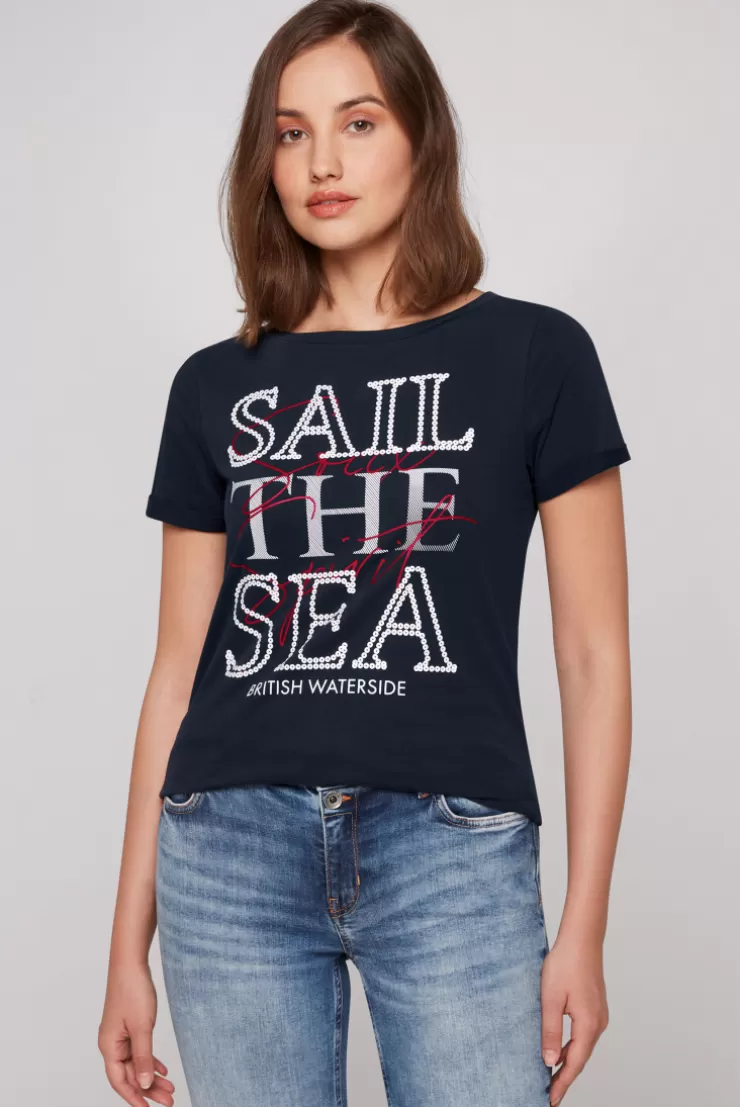 CAMP DAVID & SOCCX T-Shirt mit U-Boot-Ausschnitt und Glossy-Pailletten-Print blue navy bluenavy Flash Sale