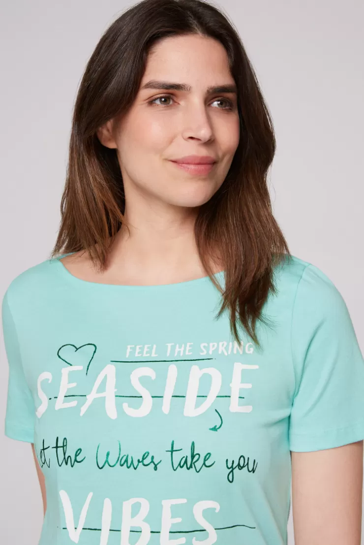 CAMP DAVID & SOCCX T-Shirt mit U-Boot-Ausschnitt und Wording Print flash aqua | S flashaqua Outlet