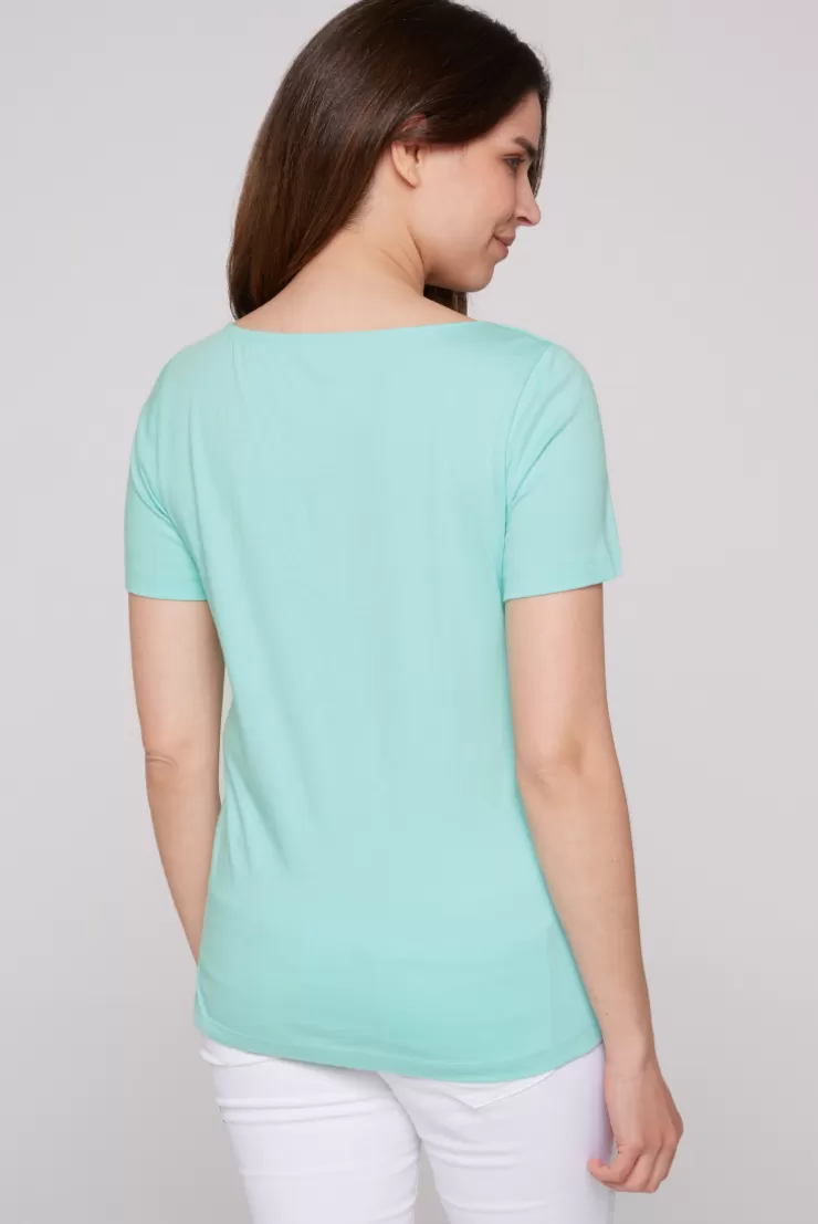 CAMP DAVID & SOCCX T-Shirt mit U-Boot-Ausschnitt und Wording Print flash aqua | S flashaqua Outlet