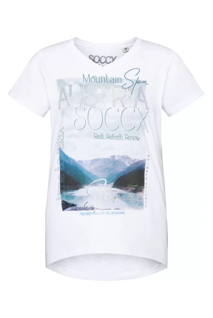 CAMP DAVID & SOCCX T-Shirt mit V-Ausschnitt und Photoprint opticwhite Cheap