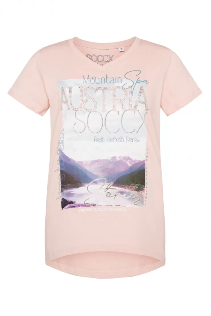 CAMP DAVID & SOCCX T-Shirt mit V-Ausschnitt und Photoprint rose blush roseblush Shop