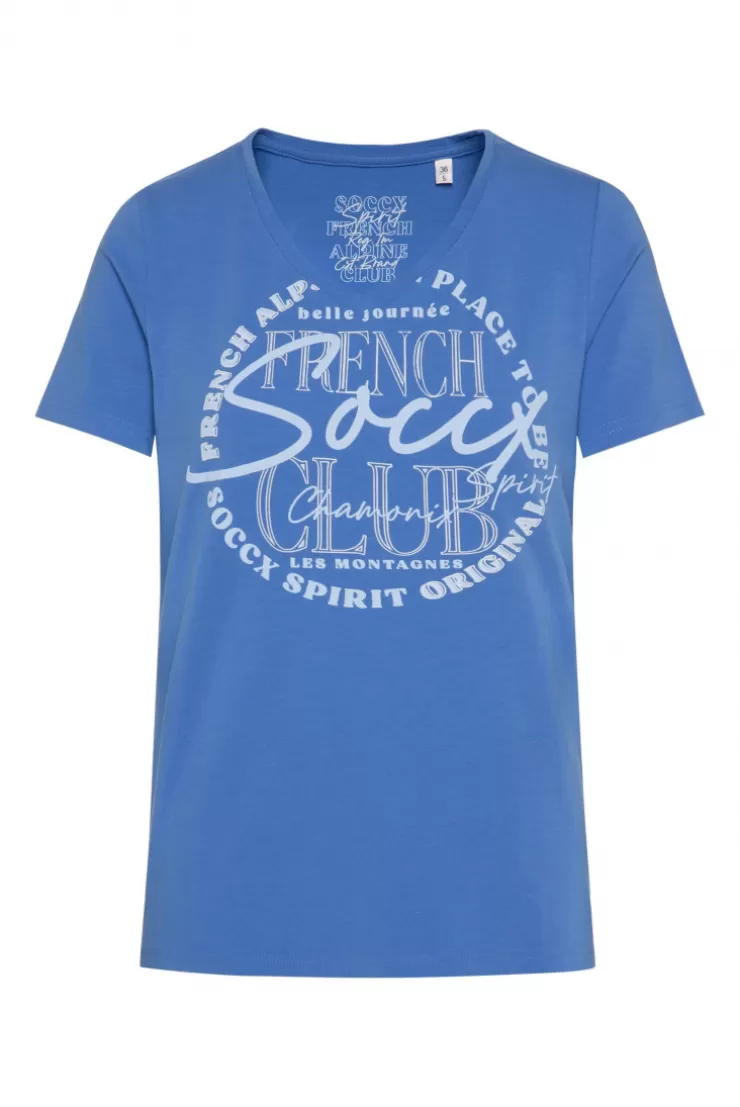 CAMP DAVID & SOCCX T-Shirt mit V-Ausschnitt und Print vividblue Fashion