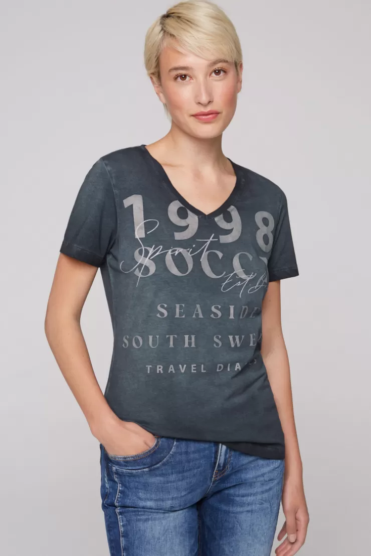 CAMP DAVID & SOCCX T-Shirt mit V-Ausschnitt und Wording Print blue navy bluenavy Sale