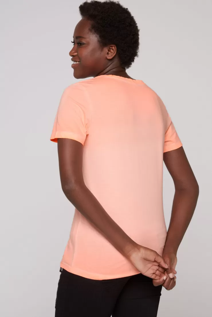 CAMP DAVID & SOCCX T-Shirt mit V-Ausschnitt und Wording Print neon orange neonorange Online