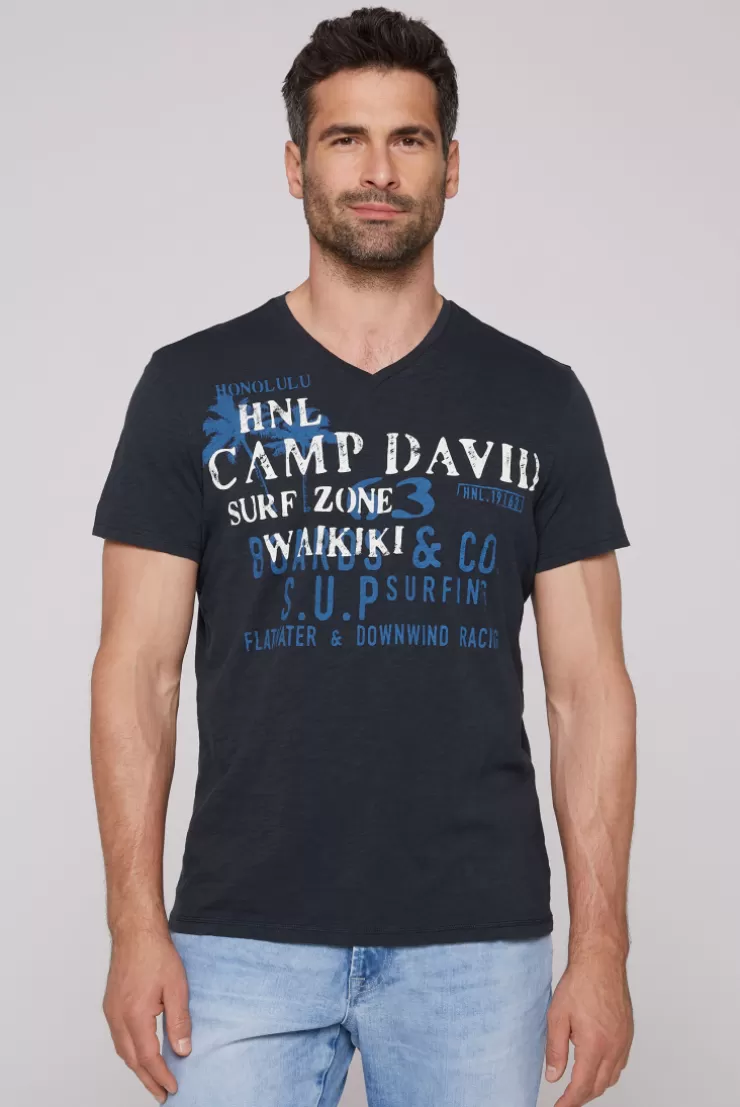 CAMP DAVID & SOCCX T-Shirt mit V-Neck und Print Artwork classic navy | S classicnavy Clearance