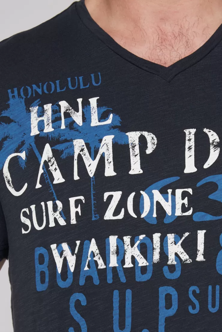 CAMP DAVID & SOCCX T-Shirt mit V-Neck und Print Artwork classic navy | S classicnavy Clearance
