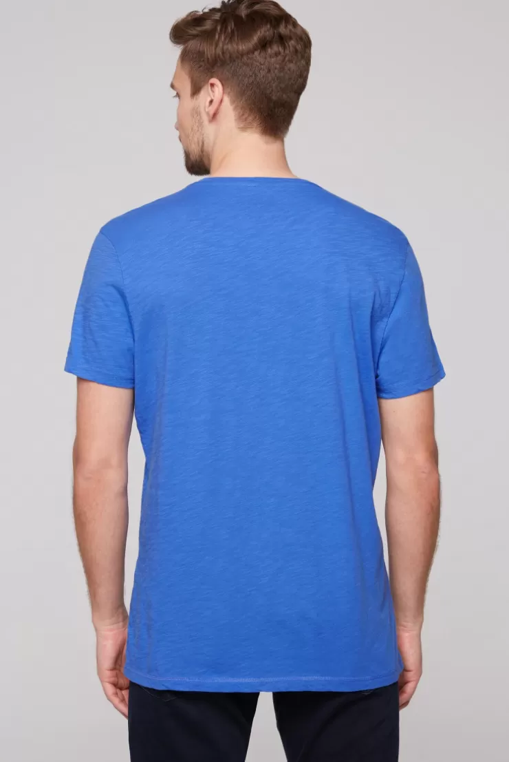 CAMP DAVID & SOCCX T-Shirt mit V-Neck und Print Artwork deep sky | S deepsky Cheap