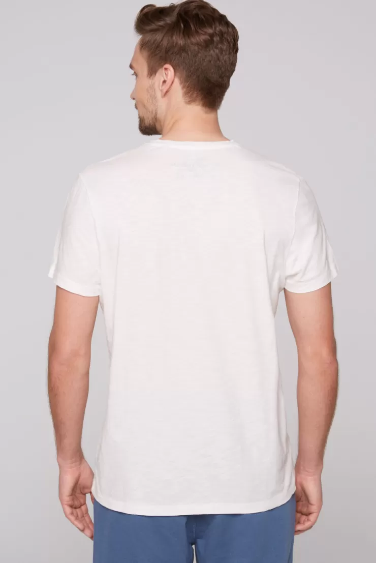 CAMP DAVID & SOCCX T-Shirt mit V-Neck und Print Artwork | XXL ivory Clearance