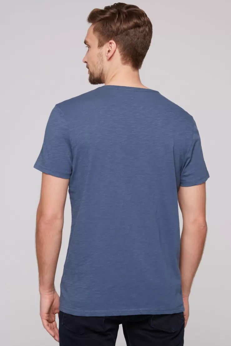 CAMP DAVID & SOCCX T-Shirt mit V-Neck und Print blue haze | S bluehaze Shop